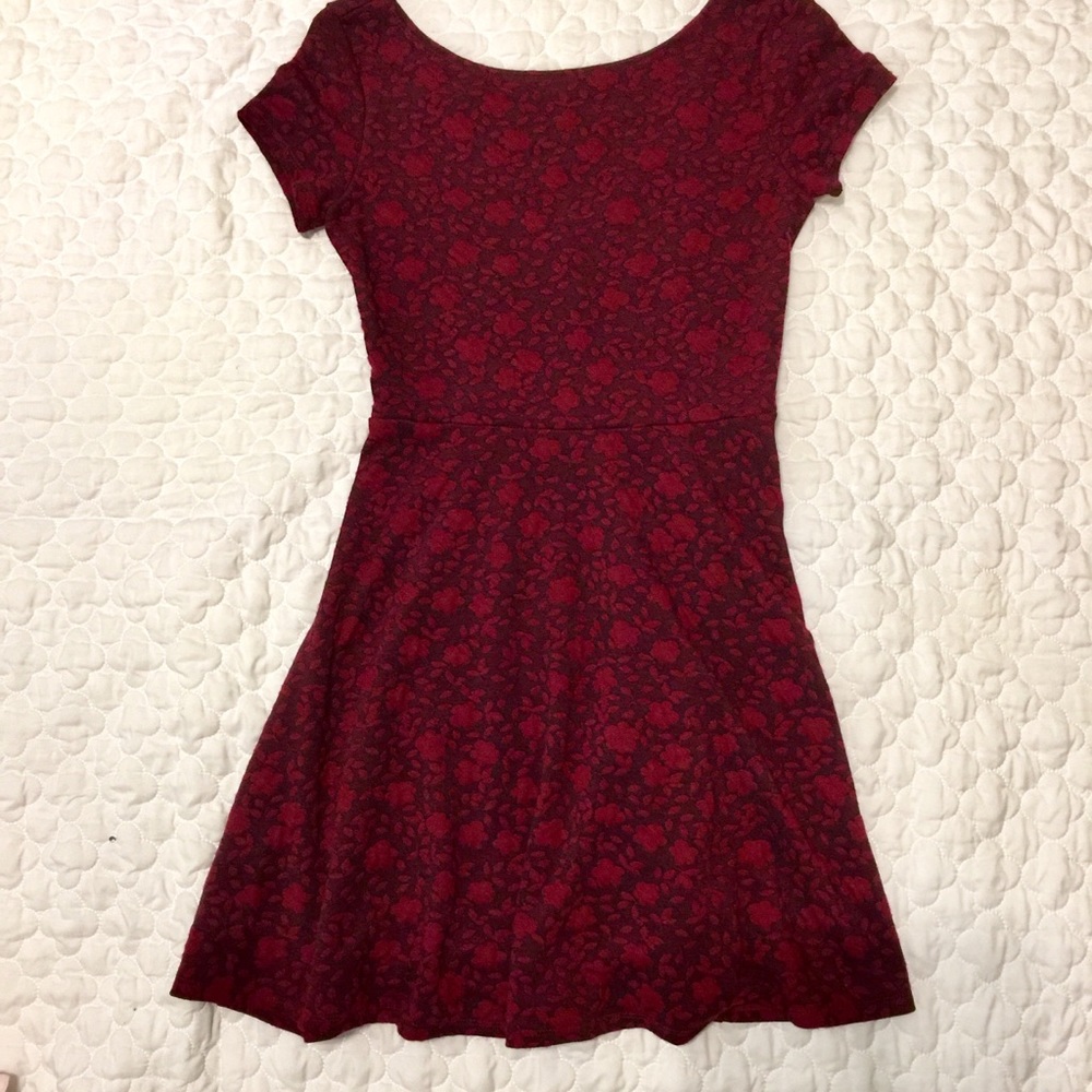 Burgundy florals skater dress